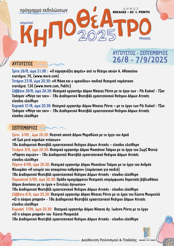 Αφίσα με το πρόγραμμα του Κηποθέατρου 2025
